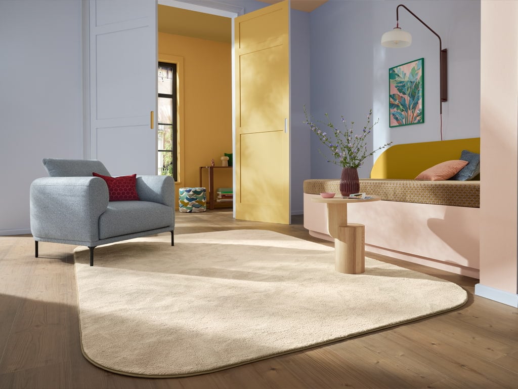 Tappeto chiaro in un ambiente living